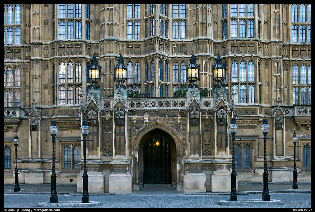 Gothic facade of Westminster Palace. London, England, United Kingdom