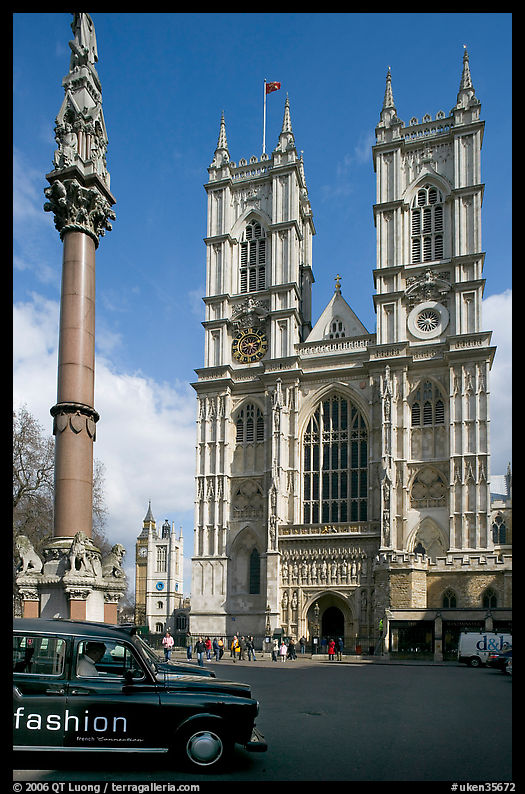 Westminster Abbey western facade, afternoon. London, England, United Kingdom