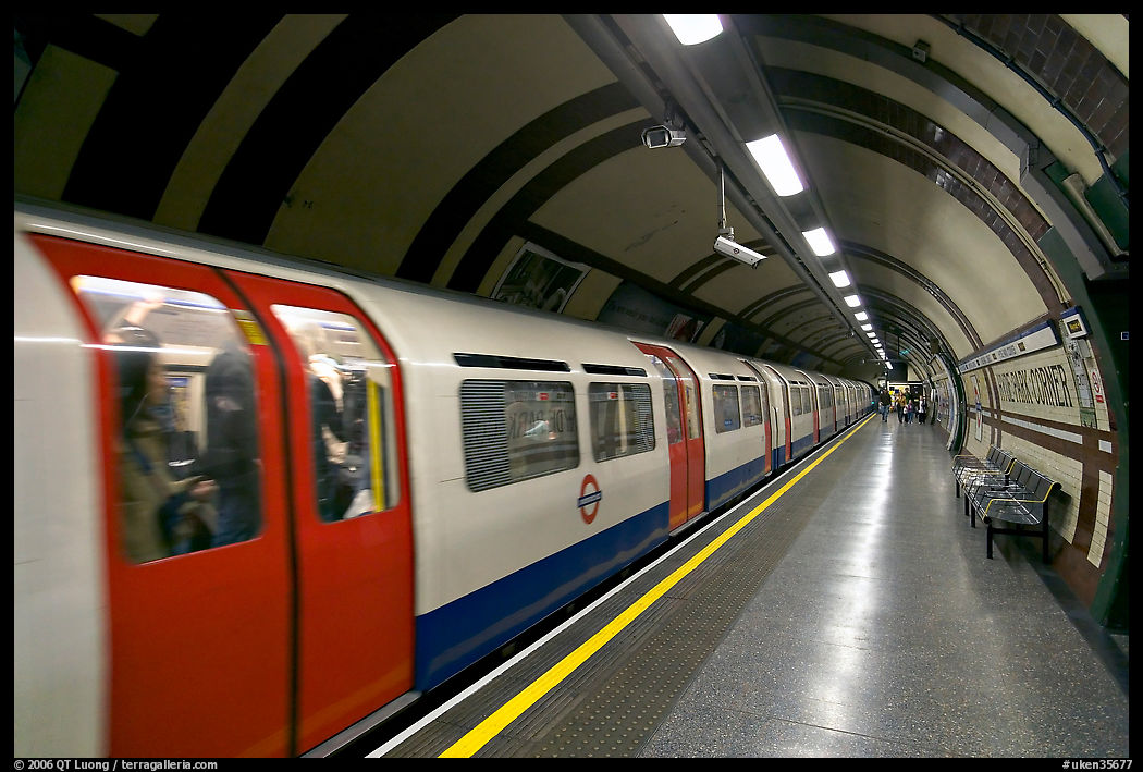 Train in station, London tube. London, England, United Kingdom