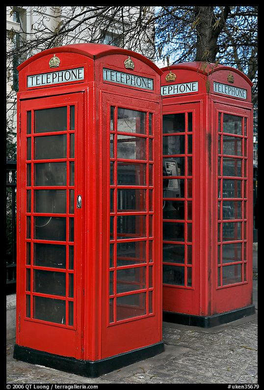 Two red phone boxes. London, England, United Kingdom