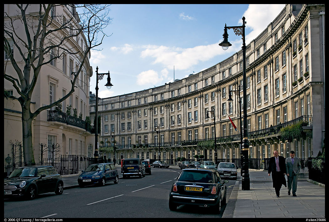 Street and townhouses crescent. London, England, United Kingdom