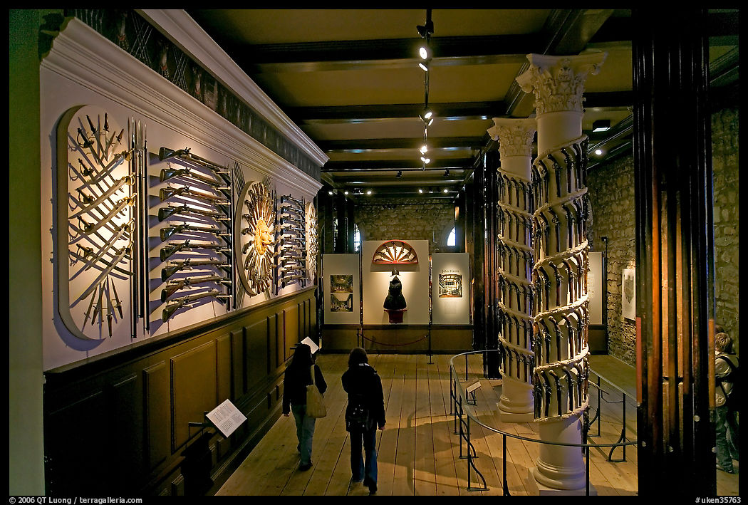 Part of the fine exhibit of arms in the White House, Tower of London. London, England, United Kingdom