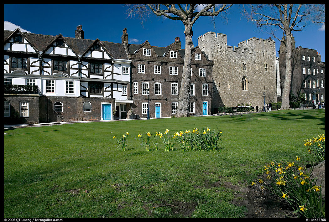 Tower Green, Queen's house, and Beauchamp Tower, Tower of London. London, England, United Kingdom