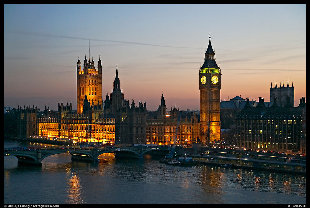 Westminster Palace at sunset. London, England, United Kingdom