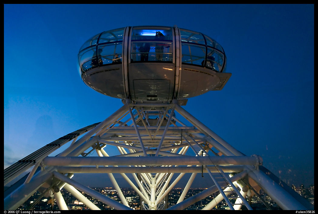 London Eye capsule at night. London, England, United Kingdom