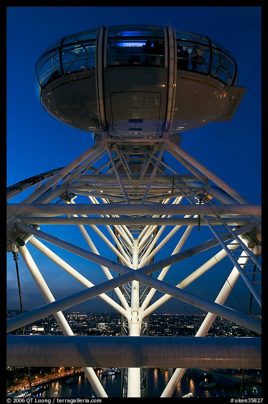 Millenium Wheel capsule at night. London, England, United Kingdom