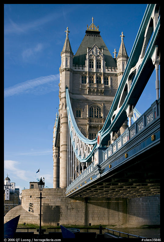 Tower Bridge from below. London, England, United Kingdom