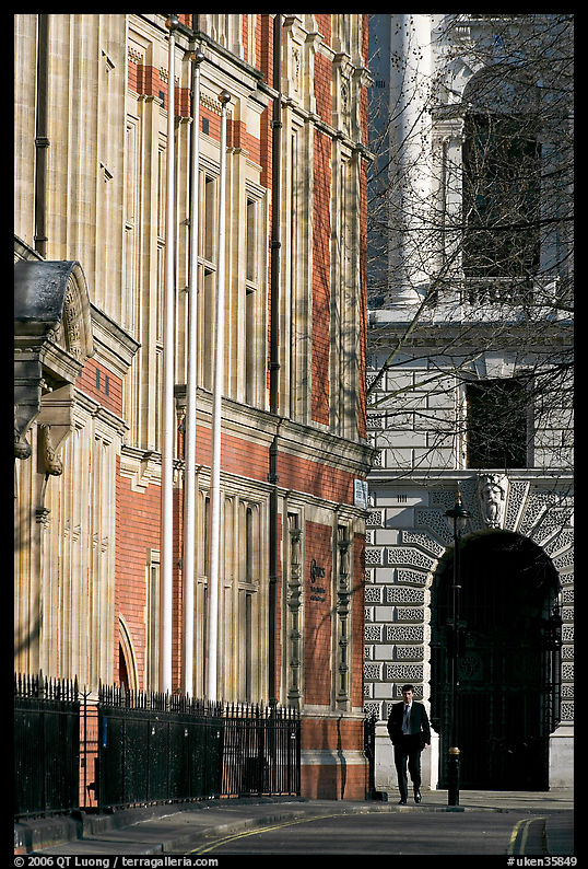 Man walking in street near Parliament Square. London, England, United Kingdom