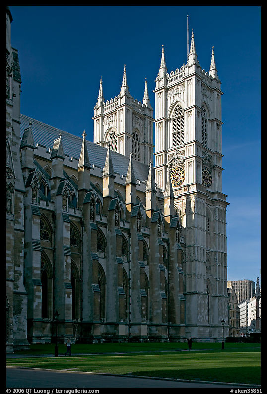 Westminster Abbey from the side, morning. London, England, United Kingdom