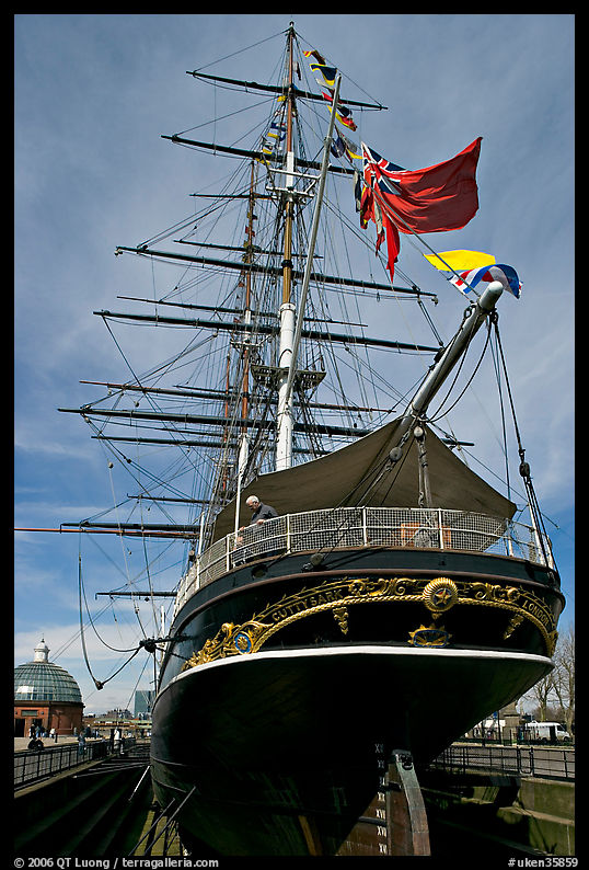 Stern of the Cutty Sark clipper. Greenwich, London, England, United Kingdom