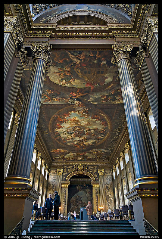 Painted Hall of Greenwich Hospital, decorated by Sir James Thornhill in 19 years. Greenwich, London, England, United Kingdom