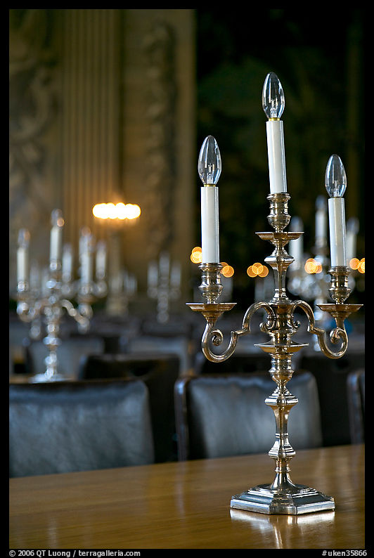 Chandeliers in the Painted Hall of Old Royal Naval College. Greenwich, London, England, United Kingdom