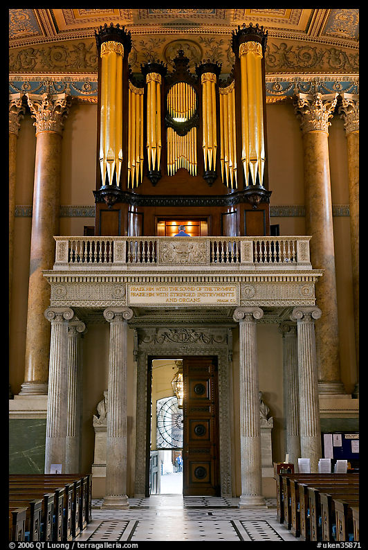 Organ in the chapel, Old Royal Naval College. Greenwich, London, England, United Kingdom
