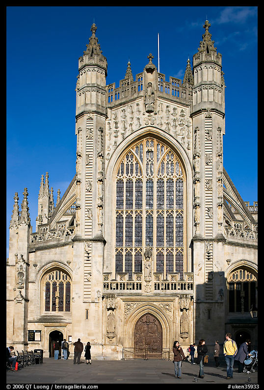 West front of Abbey. Bath, Somerset, England, United Kingdom