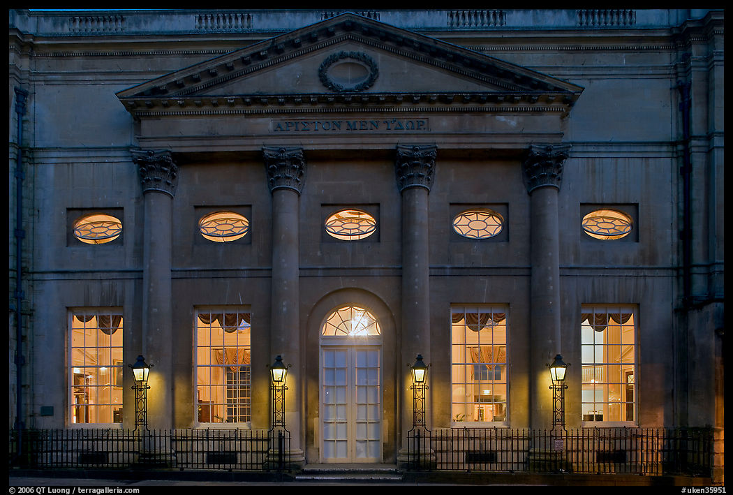 Pump Room at dusk. Bath, Somerset, England, United Kingdom