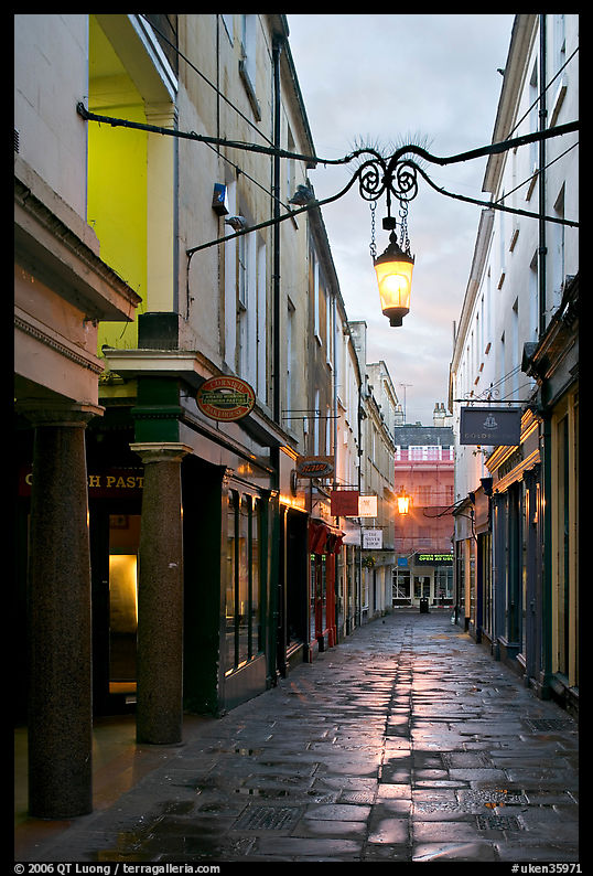 Narrow alley at dawn. Bath, Somerset, England, United Kingdom