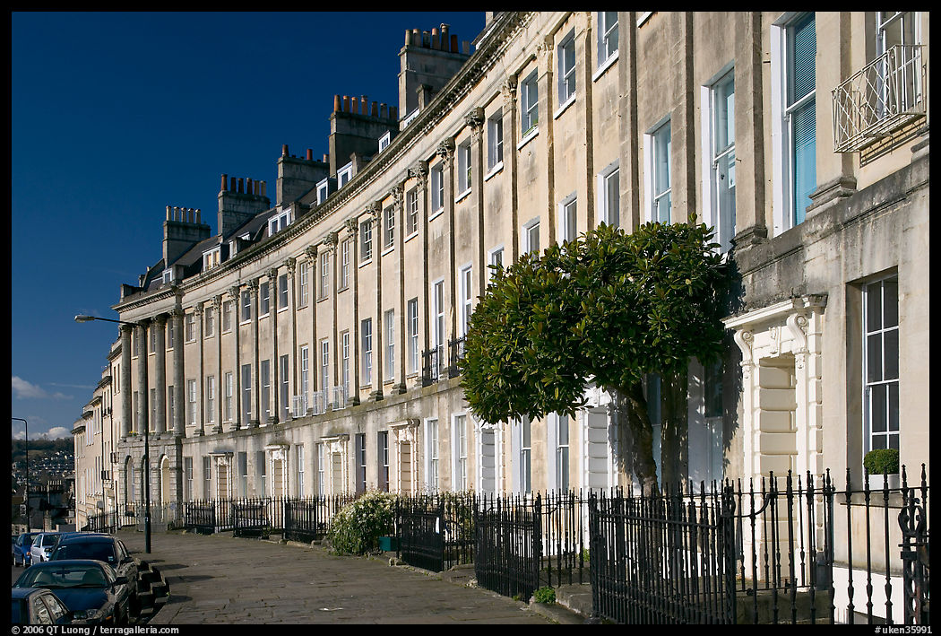 Georgian terraces of Lansdown Crescent. Bath, Somerset, England, United Kingdom