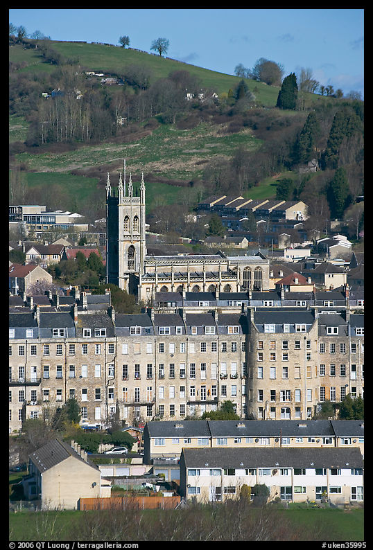 Townhouses and church. Bath, Somerset, England, United Kingdom