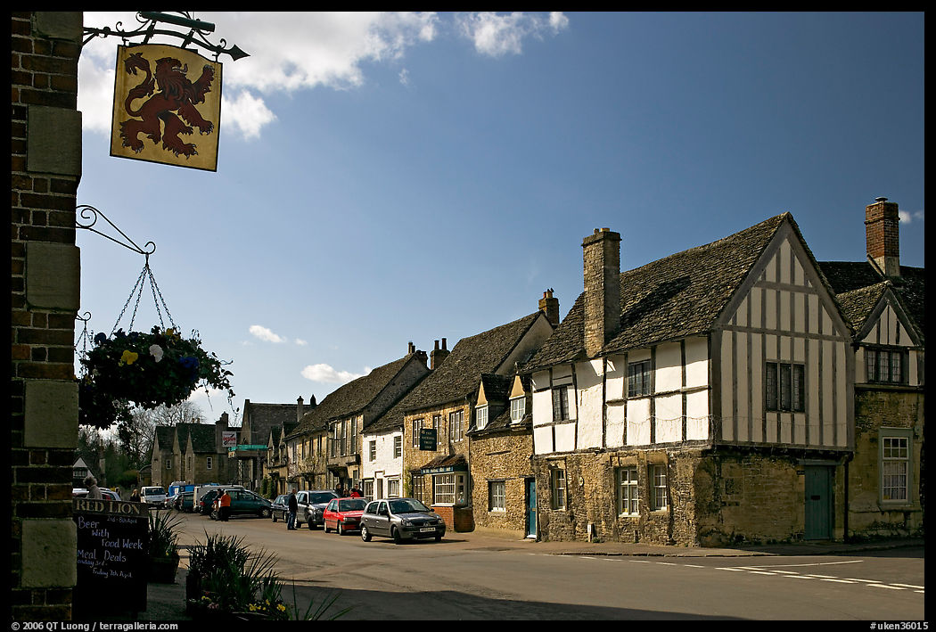 One of the four main streets  of National Trust village of Lacock. Wiltshire, England, United Kingdom