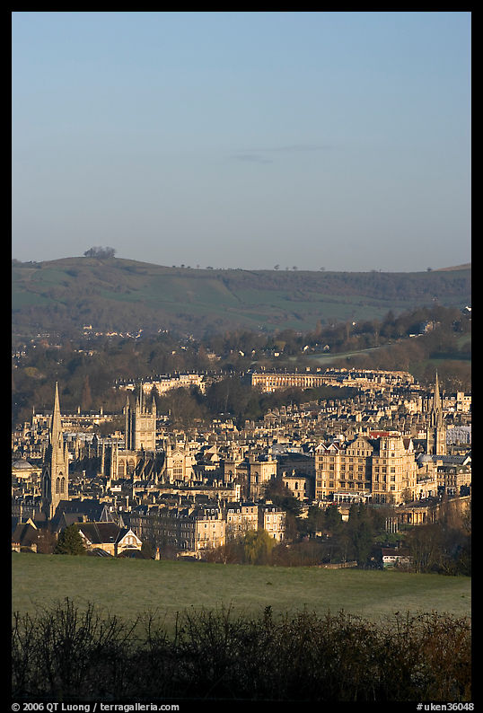 Meadow and city center. Bath, Somerset, England, United Kingdom