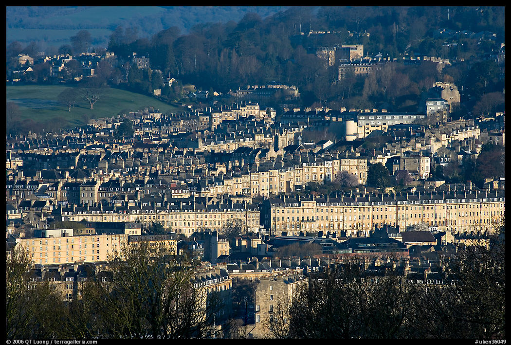 Architectural cohesion of Georgian buildings in Bath Stone. Bath, Somerset, England, United Kingdom