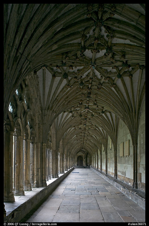 Cloister gallery, Canterbury Cathedral. Canterbury,  Kent, England, United Kingdom
