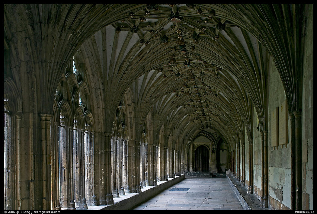 Great Cloister gallery, Canterbury Cathedral. Canterbury,  Kent, England, United Kingdom
