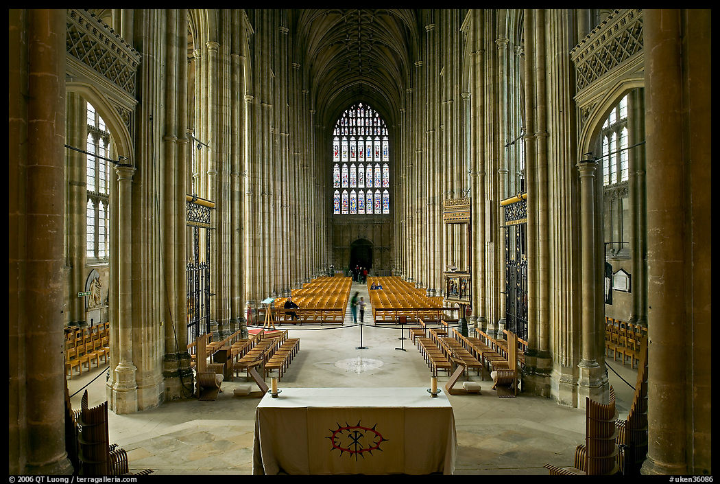 Altar and Nave, Canterbury Cathedral. Canterbury,  Kent, England, United Kingdom
