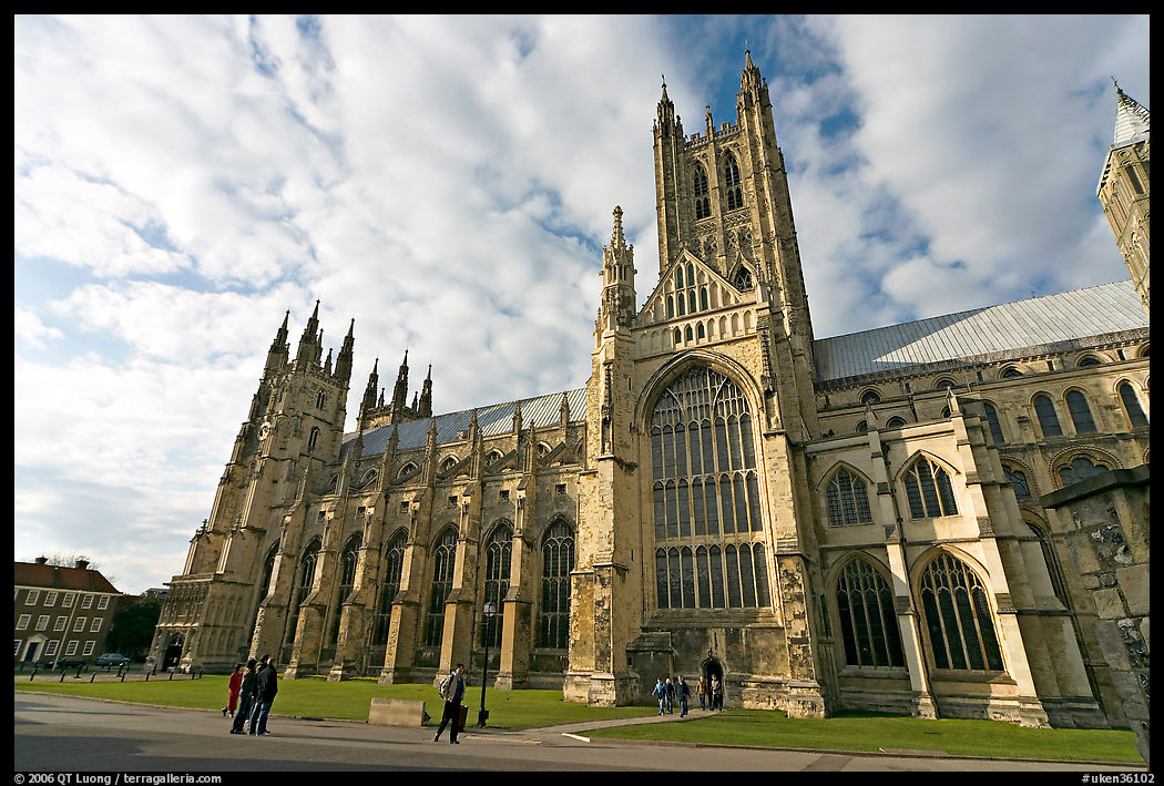 Wide view of Canterbury Cathedral from the South. Canterbury,  Kent, England, United Kingdom