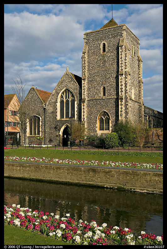 Moat surrounding the medieval town and church. Canterbury,  Kent, England, United Kingdom