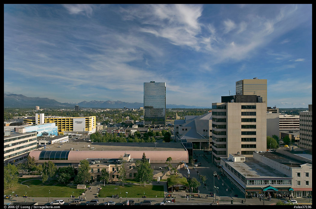 Downtown Anchorage from above. Anchorage, Alaska, USA
