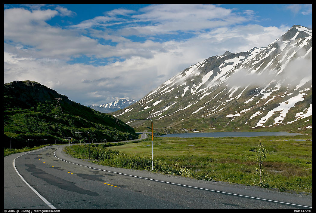 Road below Thompson Pass. Richardson Highway, Central Alaska, USA