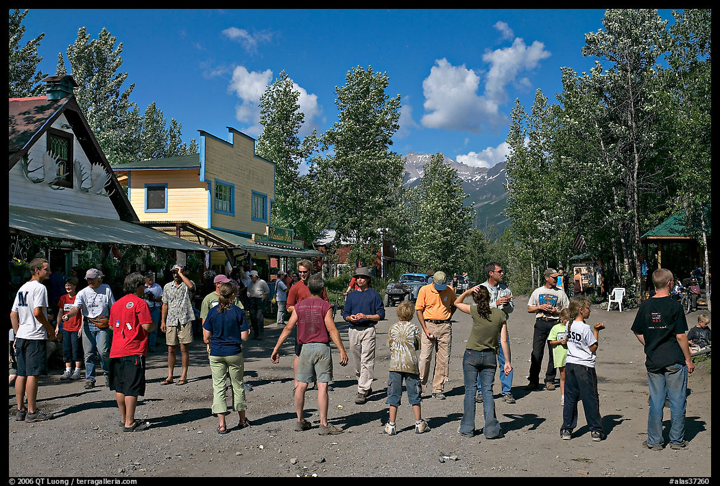 Egg throwing contest on main street. McCarthy, USA