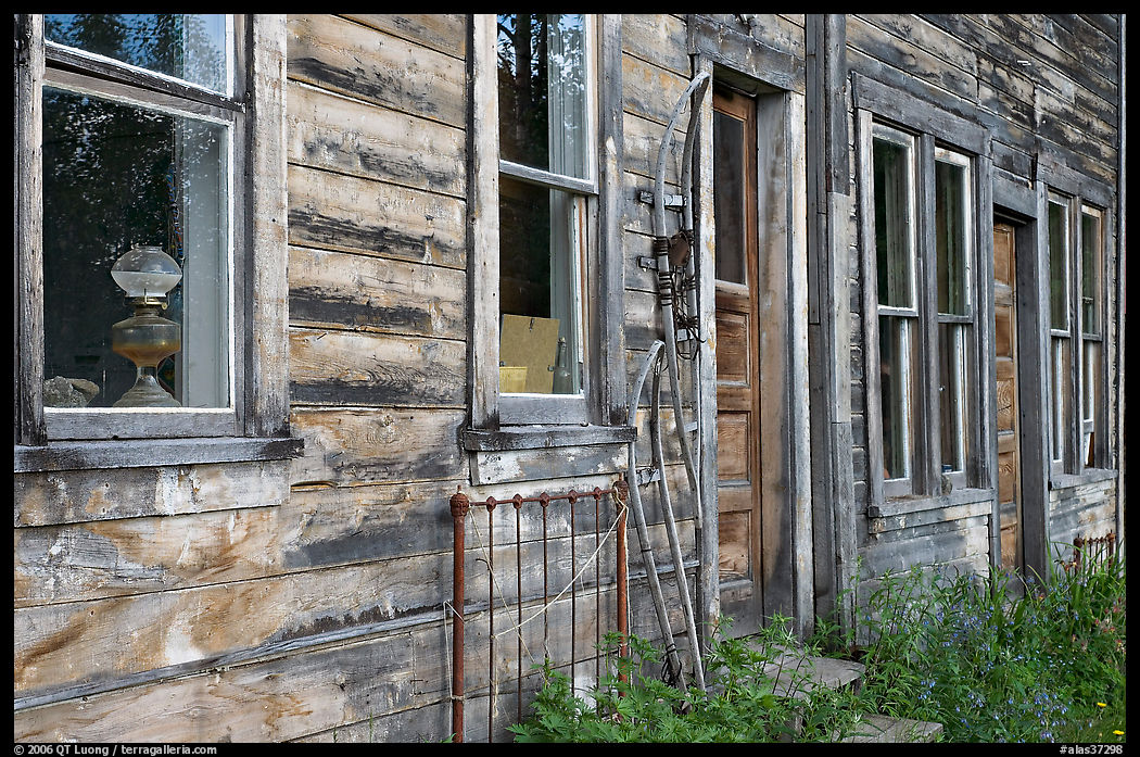 Detail of old wooden building. McCarthy, USA