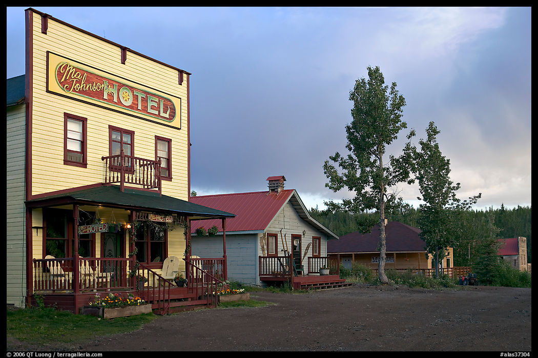 Ma Johnson  hotel at sunset. McCarthy, USA