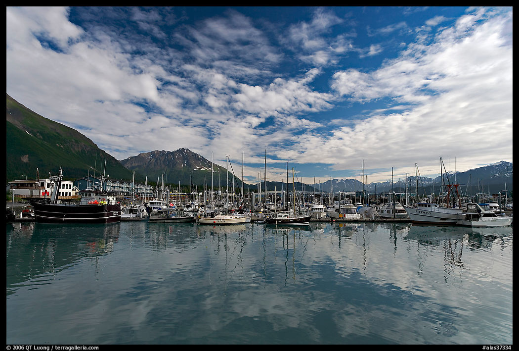 Harbor and reflections. Seward, Kenai Peninsula, Alaska, USA