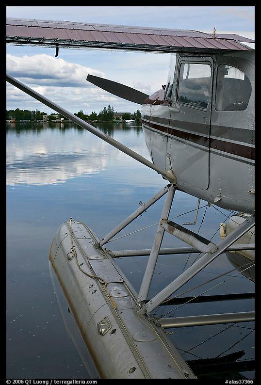 Seaplane moored on Lake Hood. Anchorage, Alaska, USA