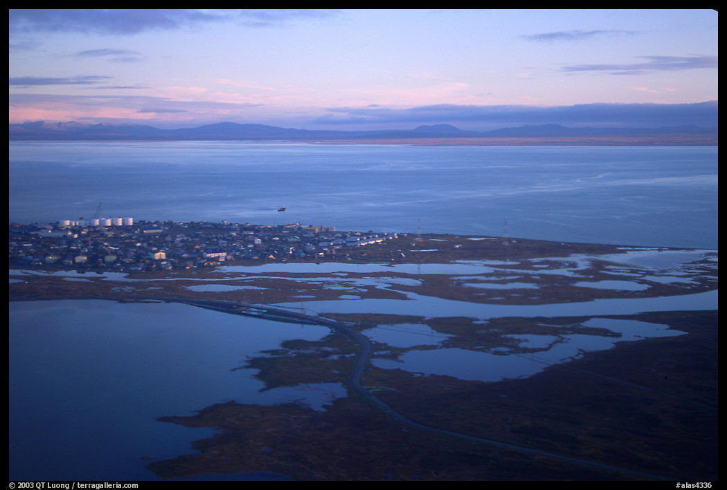 Aerial view of Kotzebue. Kotzebue, North Western Alaska, USA