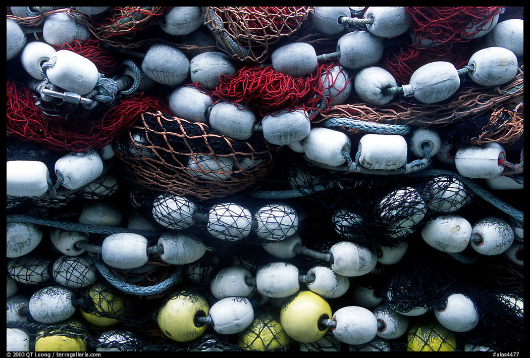 Buoys and fishing nets. Seward, Kenai Peninsula, Alaska, USA