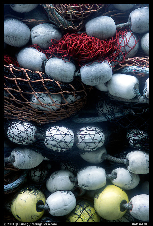 Buoys and fishing nets. Seward, Kenai Peninsula, Alaska, USA