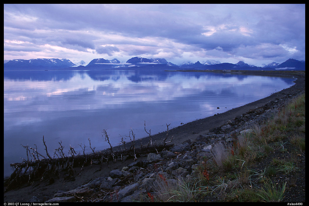 Katchemak Bay from the Spit, dusk. Homer, Kenai Peninsula, Alaska, USA