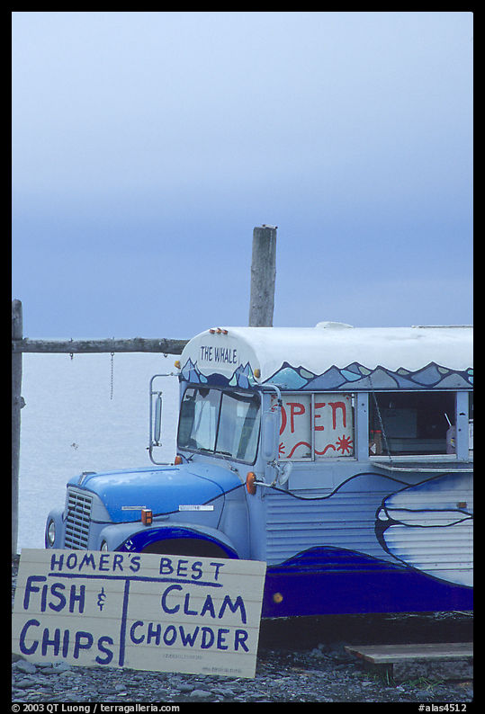Seafood bus. Homer, Kenai Peninsula, Alaska, USA