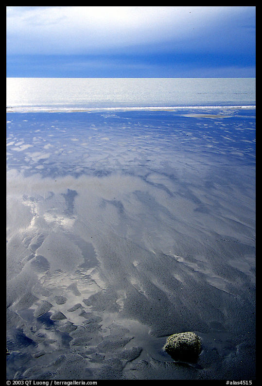 Sand patterns and stormy skies on the Bay. Homer, Kenai Peninsula, Alaska, USA