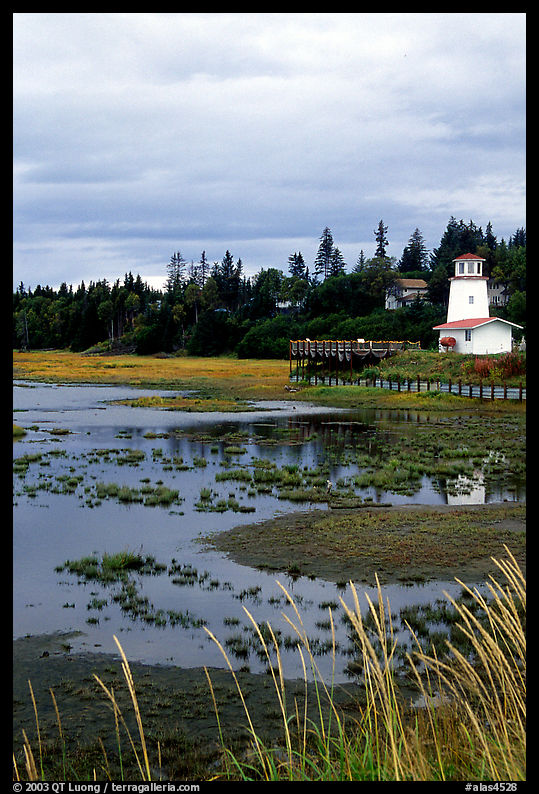 Lighthouse at low tide. Homer, Kenai Peninsula, Alaska, USA