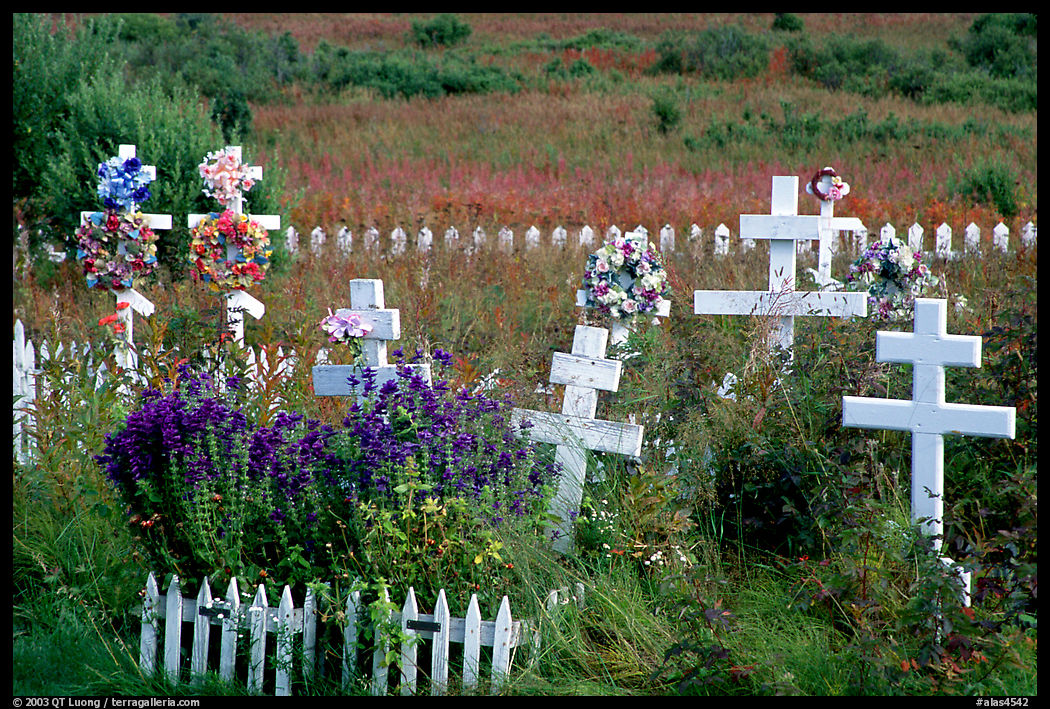Russian orthodox cemetery. Ninilchik, Kenai Peninsula, Alaska, USA