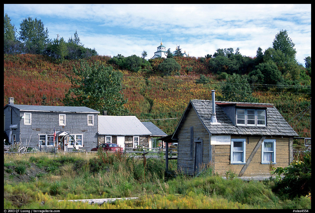 Old wooden houses in  village. Ninilchik, Kenai Peninsula, Alaska, USA