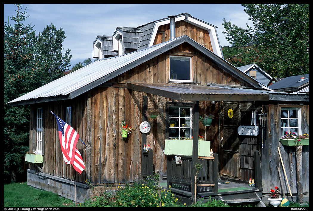 Wooden cabin in old  village. Ninilchik, Kenai Peninsula, Alaska, USA