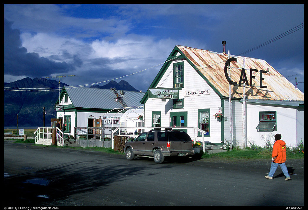 The tiny village's main street. Hope, Kenai Peninsula, Alaska, USA