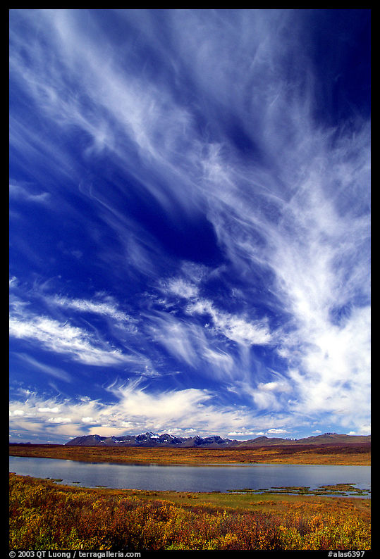 Big sky, clouds, tundra and lake. Denali Highway, Central Alaska, USA