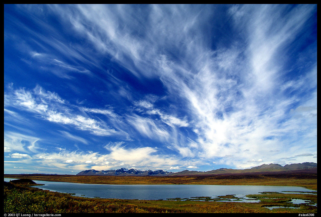 Clouds, tundra and lake. Denali Highway, Central Alaska, USA